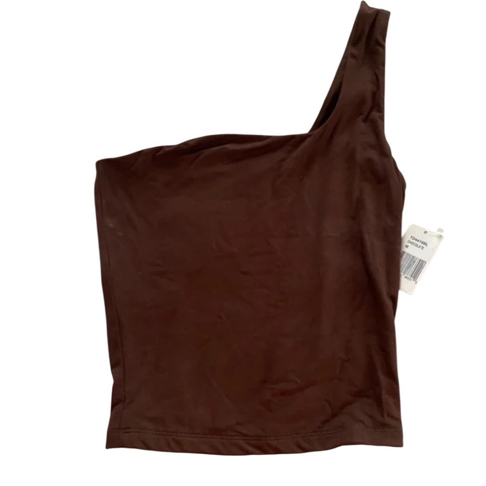 FORE Asymmetrical Sleeveless Tank Top Brown Chocolate NWT